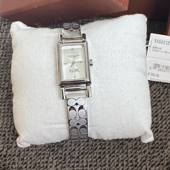 Coach Silver Rectangular Watch with Box. Never been worn. - Picture 2 of 4